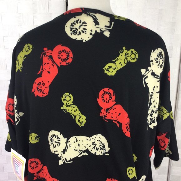 LuLaRoe Irma Black w/Motorcycle Print, NWT, XXS - Picture 3 of 6
